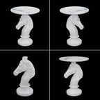 Modern Accent Table Living Room Horse Statue White Contemporary‌ Faux Marble Night Stand Side Table with Horse Head Base Reception Area & Bedroom（Width 19.69" ——Tall 24.8"） - style: White horsehead table
