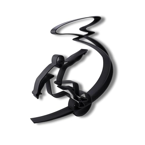 Surfing Sculpture â€“ Minimalist Decorative Accent for Surf Enthusiasts & Modern Home Decor | Collectible Design (Surfer Catching a Wave Matte Black) - color: Surfer Catching a Wave Matte Black