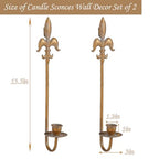 Fleur De Lis Wrought Iron Candle Sconces Set of 2, Rustic Candle Holders Hanging for Living Room Farmhouse Fireplace Wedding (Antique Copper) - color: Antique Copper