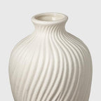 White Ceramic Vase Set of 2 - Modern Flower Vases for Home Decor - Rustic Textured White Vase for Living Room Decor - 8.65×5.5 & 5.5×5.5 Inch Round Vases for Dining Table Centerpiece Decoration