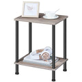 HOOBRO End Table, Small Side Table, Nightstand with 2-Layer Storage Shelves, Sofa Table for Small Spaces, Living Room, Bedroom, Stable Frame, Easy Assembly, Greige and Black BG09BZ01 - color: Greige + Black