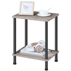 HOOBRO End Table, Small Side Table, Nightstand with 2-Layer Storage Shelves, Sofa Table for Small Spaces, Living Room, Bedroom, Stable Frame, Easy Assembly, Greige and Black BG09BZ01 - color: Greige + Black
