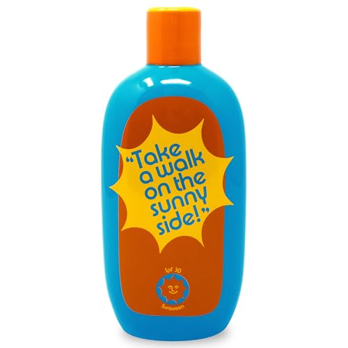 ban.do Vintage Inspired Sunblock Bottle Vase, Decorative Ceramic Vase, Large Flower Vase, Unique Sunblock Decor for Home/Kitchen/Office