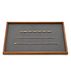 Jewelry Display Tray for Ring Earrings Necklace Bangle Solid Wood Jewelry Dish Tray Catchall(L,Grey) - color: Grey, size: 35 * 24 * 1.5cm
