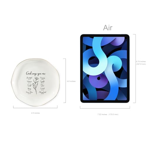 Christian Women's Jewelry Dish Tray, 'God Says You are' Pattern, White, Glazed Ceramic, Square, 4.5" x 4.5", Religious, Washable, Valentine's Day, Birthday, Christmas, Thanksgiving Gift