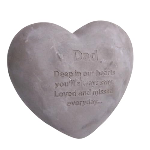 Wowser Heart Shaped Memorial Stone, Sympathy Gift, Remembrance Garden Accent, 6 Inches (Dad)