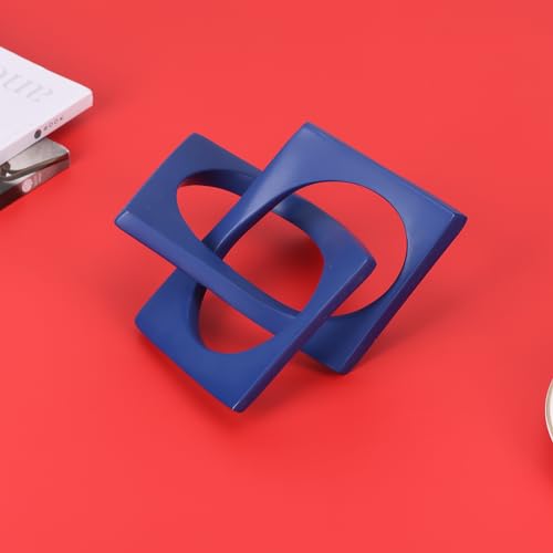 Modern Geometric Sculpture Navy Blue Knot Statue Decor, Home Blue Bookcase Centerpiece jax Decorative, Geometric Tabletop Sculpture and Figurines, For Navy Home Decor Accent, Cube Decorative Ornaments - color: Bule
