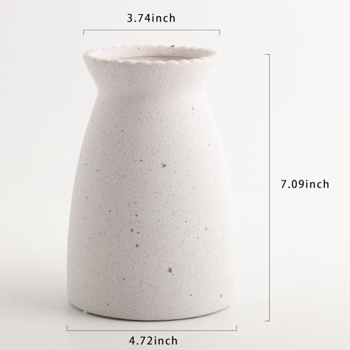 hjn White Flower Vase- Ceramic Vase for Decor, White vase for Flowers, Modern Vases for Living Room/Home Decor Accents/Entryway/Mantel/Bookshel-Frosted White - color: Frosted White-7inch