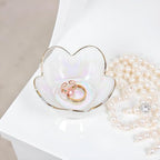 Rainbow Flower Ring Dish Jewelry Tray, Small Glass Trinket Tray for Rings Earrings, Present for Wife Mom Daughter Women - color: crystal rainbow color