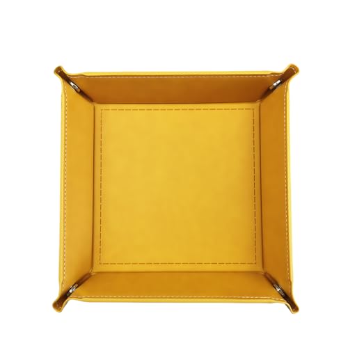 siduater Valet Tray Desktop Storage Organizer – Vegan Leather Catchall Tray Bedside Vanity Tray Nightstand Caddy Holder for Remote Controller, Watch, Keys, Phone, Wallet, Coin, Jewelry, Yellow - color: Yellow