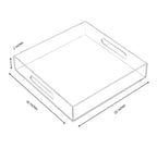 KEVLANG Clear Sturdy Acrylic Serving Tray with Handles - 10x10Inch - Coffee, Appetizer, Breakfast, Butler Tray - Kitchen Countertop & Vanity Table Organizer - color: Clear, size: 10" x 10" x 2"