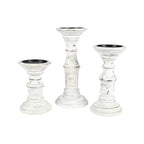 Candle Holder Stand Wooden, Pillar Candle Holders, Unity Candle Holders, Rounded Turned Colums, Country Style Ideal for Gift, Wedding, Christmas, Party, Spa - 10,8,6 Inch- Set of 3 - Antique White - color: Antique White, size: 10,8,6 Inch Set of 3 - Mid C