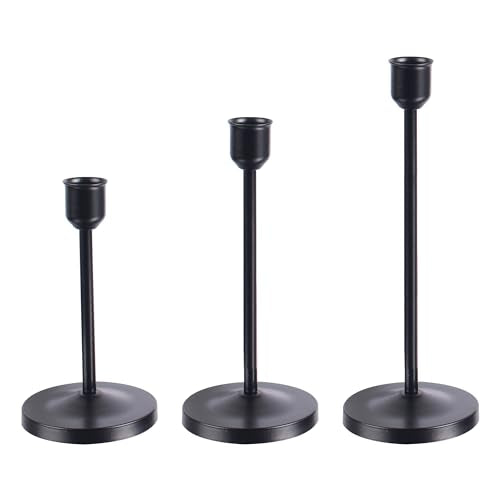 Flameless White Taper Candles Flickering, Flameless White Taper Candles Flickering with Black Metal Candle Holder 3pack Candlestick Holders, for Bathroom,… - size: 3pack taper's