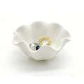 White Flower Jewelry Dish, 3.5″ Lotus Jewelry Bowl Ring Holder, Ceramic Jewlery Tray Cute Vanity Nightstand Bathroom Room Decor Trinket Dish Valentine's Friendship Birthday Gifts for Women Mom