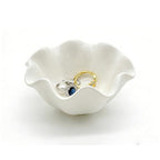 White Flower Jewelry Dish, 3.5″ Lotus Jewelry Bowl Ring Holder, Ceramic Jewlery Tray Cute Vanity Nightstand Bathroom Room Decor Trinket Dish Valentine's Friendship Birthday Gifts for Women Mom