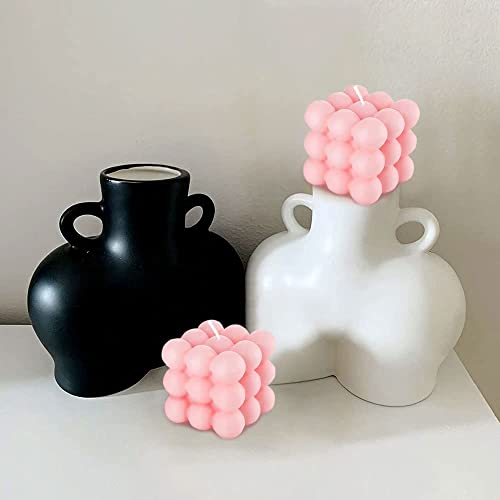 Pink Bubble Candle Gifts, Rose Scented Cute Cube Candle Floating Shelves Bubble Shaped Small Candles, Boho Home Office Danish Pastel Trendy Room Home Decor Candles for Women 2PCS - color: Pink
