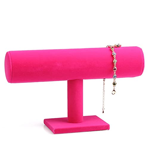 ChezMax Necklace Jewelry Display Jewelry Stand Hovering T-Bar Bracelet Holder for Home Organization - color: E-Rose Red Velvet