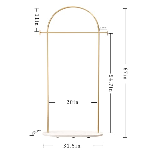 Modern Gold Coat Racks with Marble Base, Gold Clothing Racks with Shelves, Heavy Duty Clothes Rack Stand for Entryway, Bedroom, Living Room, Boutiques - style: Coat-31.5''W