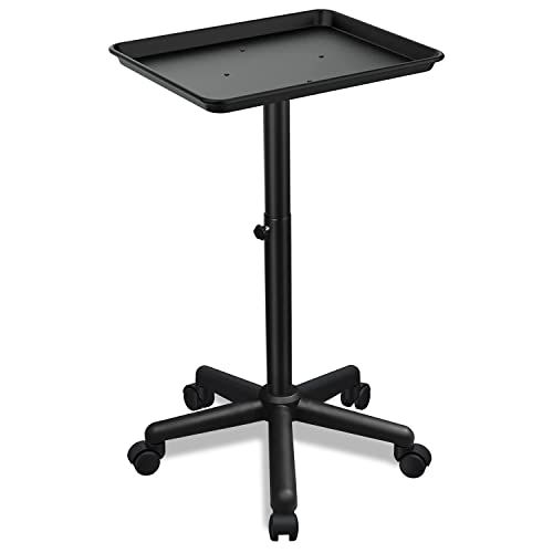Salon Tray, Salon Rolling Tray with Adjustable Height, Salon Color Tray, Salon Tray on Wheels, Suitable for Tattoo Tray&Dentist Tray Use Black - color: Black