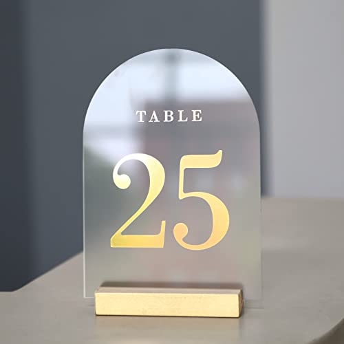 UNIQOOO 20 Pack 4" Gold Birch Wood Stands for Wedding Acrylic Sign, Wood Table Number Holders for 1/8 Thick Acrylic Sheets | Wedding Display Stand, Card Holder for Bar Menu, Retail Sign, Party - color: Gold Birch 20 Pack