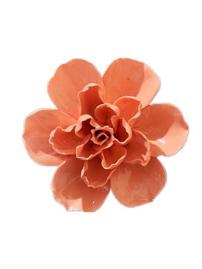 AMERRY Jasmine flower，3.54" Ceramic Flower Wall Art, Artificial 3D Flower Wall Art, Handmade Plant Sculpture, Porcelain Plant Wall Decoration for Home Office Decor (Orange) - color: Orange,Jasmine Flower,3.54"