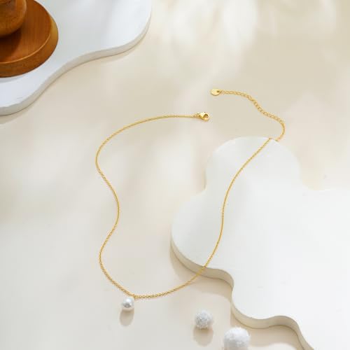 Mothers Day Gifts - 14K Gold Plated Pearl Necklaces for Women Trendy Dainty Necklace Simple Layered Gold Pearl Necklace for Women Mothers Day Wedding Birthday Gifts - color: One Pearl necklace