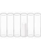 CYS EXCEL 6 PCS (H:10" D:3") Open Ended Glass Hurricane Candleholder Tube Shade Bottomless Candle Chimney Cover - size: 3" wide x 10" tall