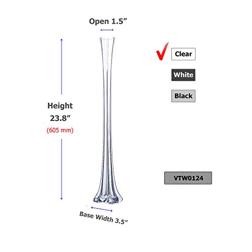 WGV Eiffel Tower Vase, Open 1.5", Height 24", (Multiple Sizes Choices) Clear Glass Floral Container with Sturdy Base, Flower Centerpiece for Wedding Event Home Decor, Arts Crafts, 1 Piece - color: Clear, size: 24"H