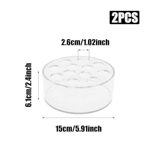 2 Pack Acrylic Clear Flower Vase, Round Centerpiece Vases 12 Holes Flower Vase, Low Holder with Holes for Home/Birthday Party/Dining Table Decorations