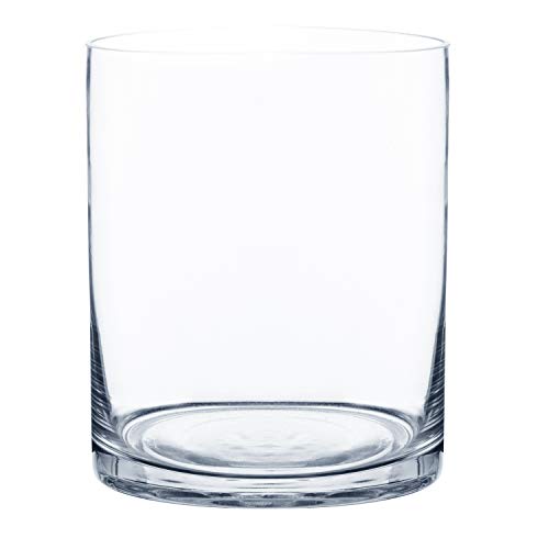 Royal Imports Flower Glass Vase Decorative Centerpiece for Home or Wedding - Cylinder Shape (5" Wide x 6" Tall, Clear) - size: 5" wide x 6" tall