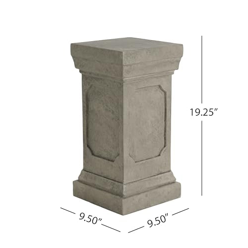 Christopher Knight Home Classic Square Flower Stand 19.25" Pedestal Plant Stand Indoor Outdoor Display Table for Ferns Orchids Sculptures with MGO Construction Brushed Finish, Light Gray - size: 19.25"