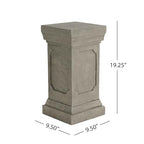 Christopher Knight Home Classic Square Flower Stand 19.25" Pedestal Plant Stand Indoor Outdoor Display Table for Ferns Orchids Sculptures with MGO Construction Brushed Finish, Light Gray - size: 19.25"