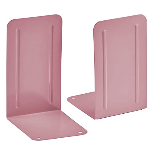 Acrimet Steel Metal Bookends for Shelves, Heavy Duty, for Large Books, 6 7/8" Tall X 4" Wide X 4 1/2" Deep, Pink Colored, 1 Pair - color: Pink