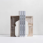Set of 2 Piece Modern Travertine Bookend, Arc de Triomphe Design, Natural Stone Book Holders for Desk and Shelf (2 pcs 1 Set -Arc de Triomphe) - color: 2 Pcs 1 Set -Arc De Triomphe
