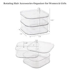 FABROK 2-Layer Girls Hair Accessories Organizer, Large Rotating Vanity Storage Container for Headbands, Scrunchies, Clips, Plastic Women Hair Ties Holder, Makeup Brush Box - size: 2-Layer