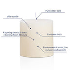 3×3 Ivory Pillar Candles Set of 3 Unscented Handpoured Weddings, Home Decoration, Restaurants, Spa, Church Smokeless Cotton Wick - Ivory 90 Hour - size: 3×3 ivroy