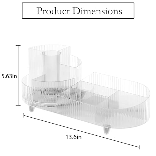 Rotating Makeup Organizer for Vanity with Brush Holder, Cosmetic Makeup Storage Organizer, Large Spinning Makeup Skincare Organizer, Countertop Makeup Perfume, Lotions Display Case (Transparent) - color: Transparent
