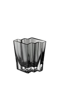 Glass - Vase - Gray - Smoky Black - Grey - Chevron Design - 6.75" Height - Heavy Durable - Made in Europe - by Barski