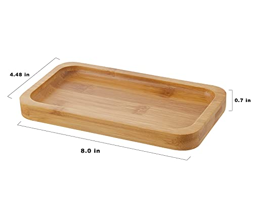INIUNIK Glass Qtip Holder with Vanity Tray, Apothecary Jars Bathroom Accessories Bathroom Canisters Organizer Countertop Q Tip Holder for Cotton Ball Round Swab Pad Hair Ties Floss Perfume Jewelry