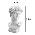 David Statue Vase - 6 Inch Greek Bust Head Aesthetic Planter White Home Decor Roman Style Resin Succulent Flower Planter Pot Sculpture Brushes Holder Makeup Pen Holder