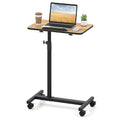 Giantex Overbed Table with Wheels, Medical Adjustable Bedside Table, Mobile Standing Desk, Portable Laptop Table for Small Spaces, Bed Trays Table for Eating Home and Hospital (Natural) - color: Natural