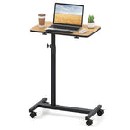 Giantex Overbed Table with Wheels, Medical Adjustable Bedside Table, Mobile Standing Desk, Portable Laptop Table for Small Spaces, Bed Trays Table for Eating Home and Hospital (Natural) - color: Natural