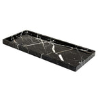 WeDoDecor Luxury Real Black Marble Bathroom Small Tray Vanity Decorative Rectangular Stone Tray for Countertops Dresser Guest Towels Holder Makeup Cologne Organizer for Toilet Tank Bathroom Accessory