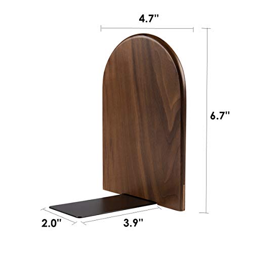 Pandapark Wood Bookends,Non-Skid Bookend for Shelves,Heavy Duty Bookends,Book Stand for Books/CDs,1 Pair - color: Black Walnut-b Plus