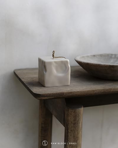 LAWA Raw Block Candle - Beautiful Handmade Pillar Scented Soy Wax Elegant Aesthetic Candle Housewarming Gift Home Room Shelf Decor Idea (Light Beige, Small) - color: Light Beige, size: Small