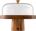 Velvera Heated Cake Stand with Dome, Cordless Food Warmer, Adjustable Temperature up to 180°F, Wooden Cake Display Stand for Cakes, Brownies, Pastries, Muffins & Cookies