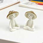 2Pcs Cute Meditation Mushroom Statue-Meditation Mushroom Resin Statue for Desk Living Room Resin Figurine for Home Patio Office Decor Cute Plant Statues for Tabletop Garden Backyard Decor