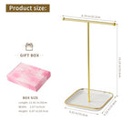 modern T-shaped jewelry rack, jewelry tower, gold metal, square ceramic base decoration display tower, necklace, bracelet, ring storage rack (1-layer ceramic disc) - style: 1-layer ceramic disc