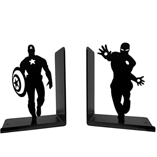 Superhero Bookends | Decorative Bookends for Shelves | Non-Skid Book Holders for Shelves, Table | Unique Home/Office Decor | Heavy Bookends| Metal Book Ends| 7x5.5x4 Inches Each - size: 7 x 5.5 x 4 inches | 2.5 pounds