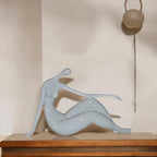 NIFAO Modern Art White Woman Beach Resin Statue – Abstract Coastal Sculpture, Contemporary Home Décor, 28" L x 8" W x 16" H